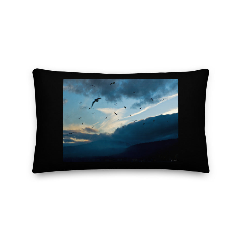 Premium Stuffed Pillow - Bird Storm, Lake Tahoe