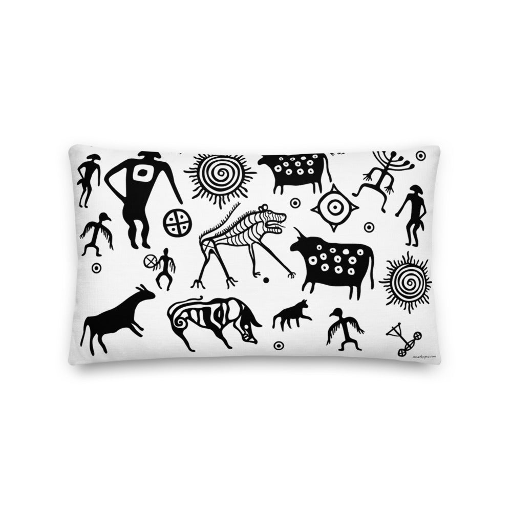 Premium White Stuffed Pillow - Petroglyphs #2