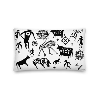 Premium White Stuffed Pillow - Petroglyphs #2