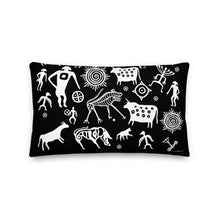 Load image into Gallery viewer, Premium Black Stuffed Pillow - Petroglyphs #2
