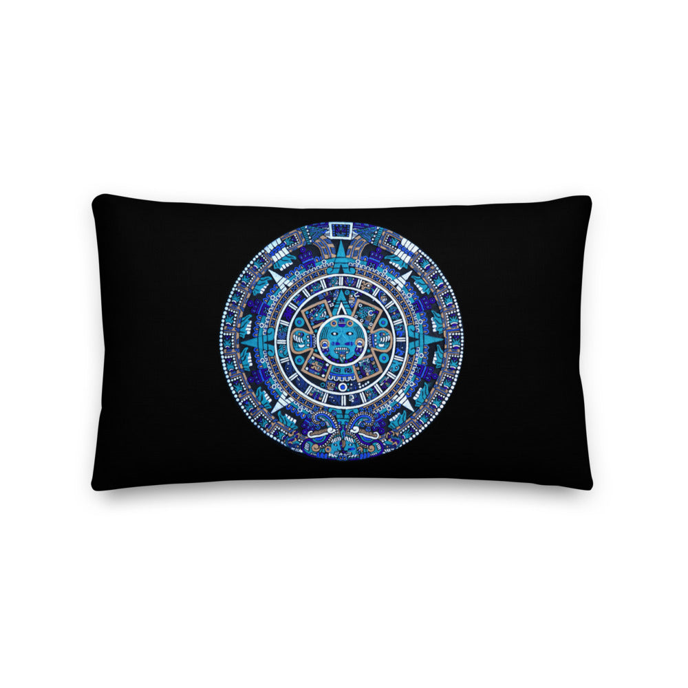 Premium Stuffed Pillow - Mayan Calendar in Blue