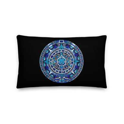 Premium Stuffed Pillow - Mayan Calendar in Blue