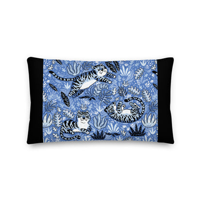 Premium Stuffed Pillow - Cavorting Blue Tigers