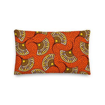 Premium Stuffed Pillow - African Fans in Yellow & Orange