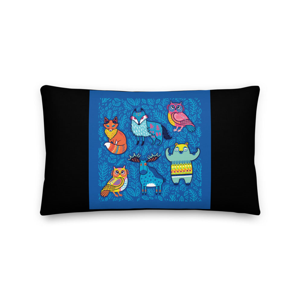 Premium Stuffed Pillow - Hygge Blue Moose, Foxes, Owls & a Bear