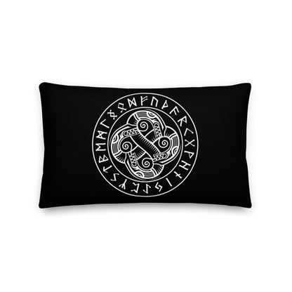 Premium Stuffed Pillow - Sea Serpents in Norse Runic Circle