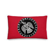 Load image into Gallery viewer, Premium Red Pillow - Odin&#39;s Crow Flying North NW
