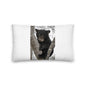Premium White Stuffed Pillow - Baby Black Bear in a Tree