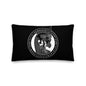 Premium Black Stuffed Pillow - Viking Warship Dragon Head in Runic Circle