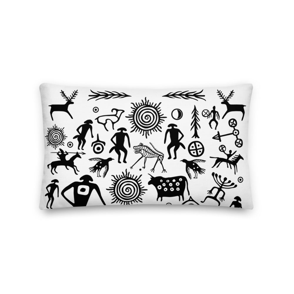 Premium White Stuffed Pillow - Petroglyphs #2