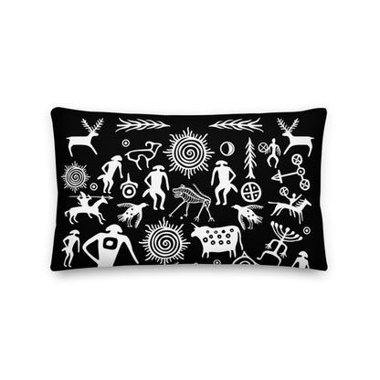 Premium Black Stuffed Pillow - Petroglyphs #2