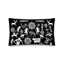Load image into Gallery viewer, Premium Black Stuffed Pillow - Petroglyphs #2
