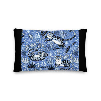Premium Stuffed Pillow - Cavorting Blue Tigers