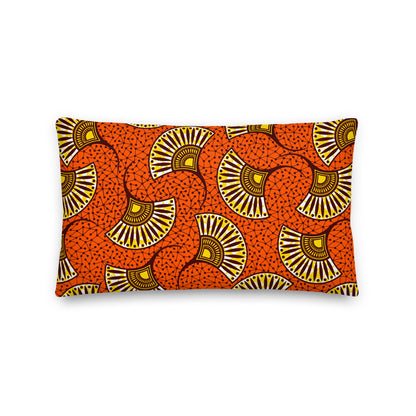 Premium Stuffed Pillow - African Fans in Yellow & Orange