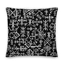 Load image into Gallery viewer, Premium Stuffed Pillow - Runic Magic Hand Viking Symbols
