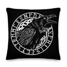 Load image into Gallery viewer, Premium Stuffed Pillow - Cawing Crow in a Runic Circle
