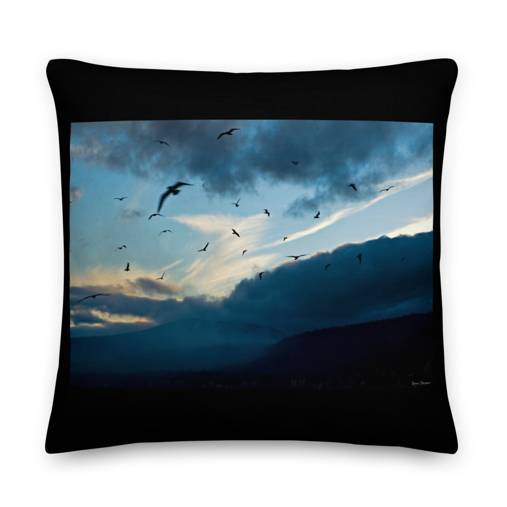 Premium Stuffed Pillow - Bird Storm, Lake Tahoe