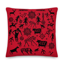 Load image into Gallery viewer, Premium Red Stuffed Pillow - Petroglyphs #2
