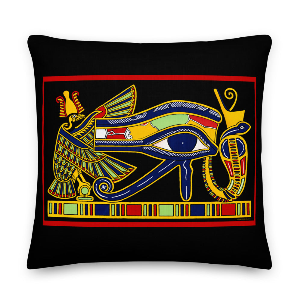 Premium Stuffed Pillow - Eye of Horus on Papyrus - Color Restoration