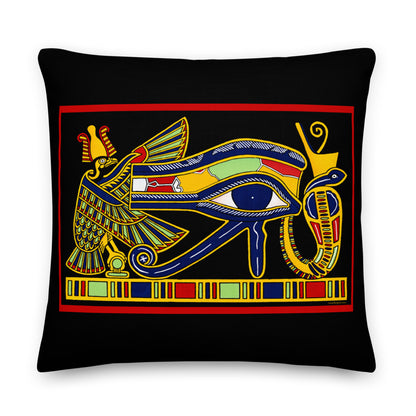 Premium Stuffed Pillow - Eye of Horus on Papyrus - Color Restoration