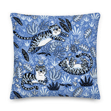 Load image into Gallery viewer, Premium Stuffed Pillow - Cavorting Blue Tigers
