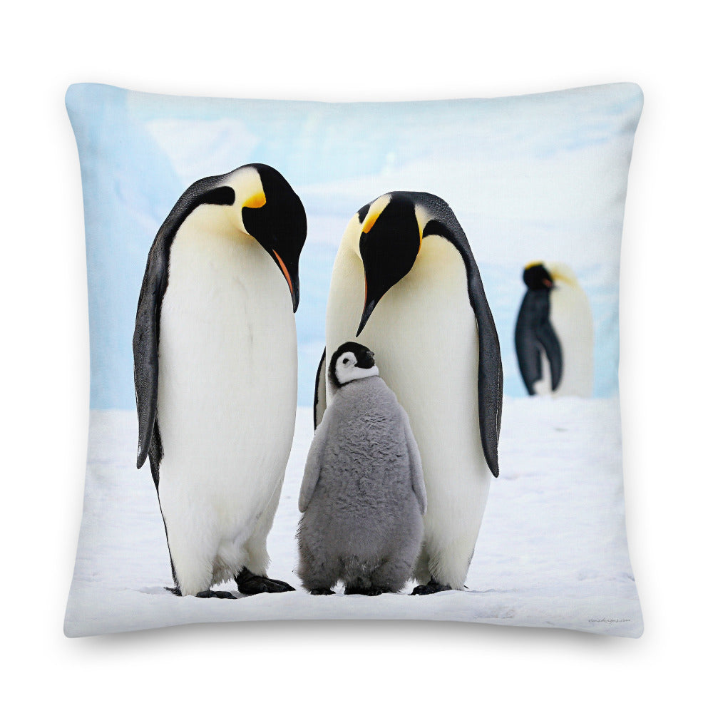 Premium Stuffed Pillow - Emperor Penguin Family