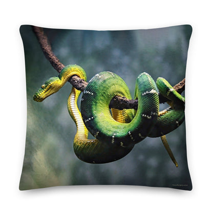 Premium Stuffed Pillow - Green Tree Python