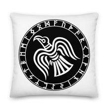 Load image into Gallery viewer, Premium White Pillow - Odin&#39;s Crow Flying North NW
