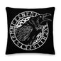 Premium Stuffed Pillow - Cawing Crow in a Runic Circle