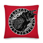 Premium Red Pillow - Cawing Crow in a Runic Circle