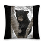 Premium Black Stuffed Pillow - Baby Black Bear in a Tree