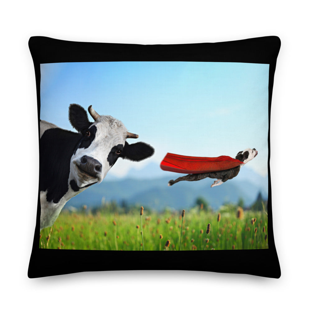 Premium Stuffed Pillow - Cow & Super Dog
