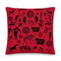 Premium Red Stuffed Pillow - Petroglyphs #2