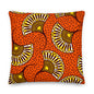 Premium Stuffed Pillow - African Fans in Yellow & Orange