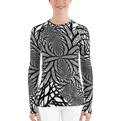 Premium Fitted Rash Guard - Black & White Fractal