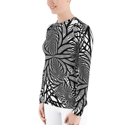 Premium Fitted Rash Guard - Black & White Fractal