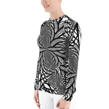 Load image into Gallery viewer, Premium Fitted Rash Guard - Black &amp; White Fractal

