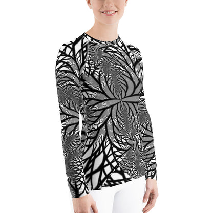 Premium Fitted Rash Guard - Black & White Fractal