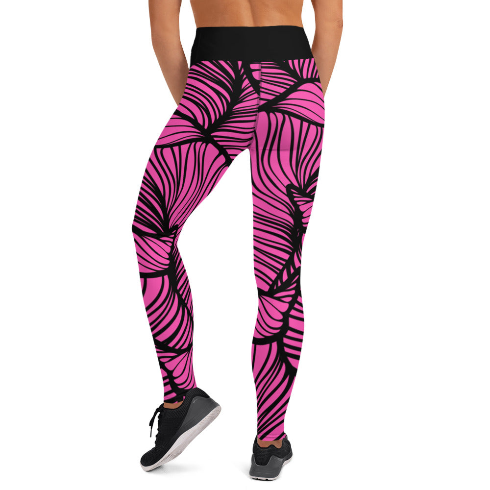 Dark Pink Leaf - Woman's Leggings