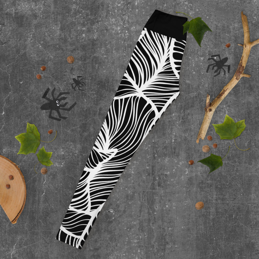 Black & White Leaf - Woman's Leggings