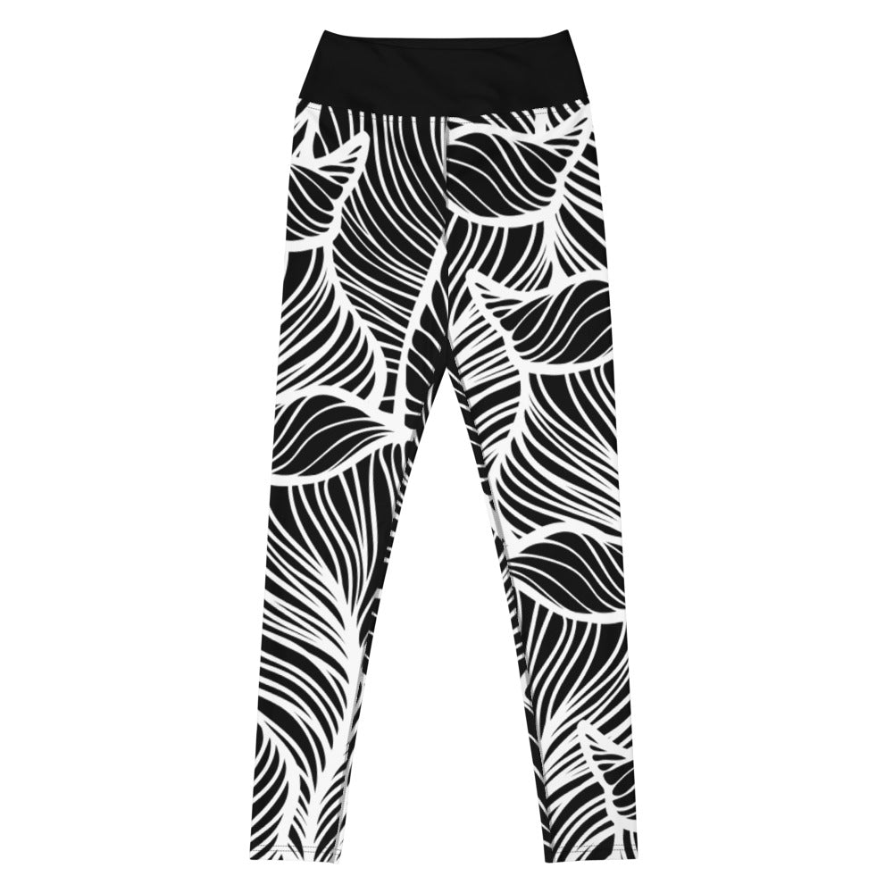 Black & White Leaf - Woman's Leggings