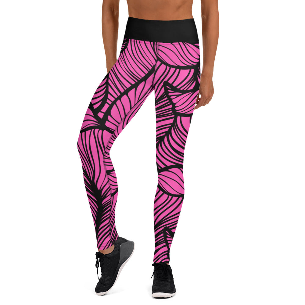 Dark Pink Leaf - Woman's Leggings