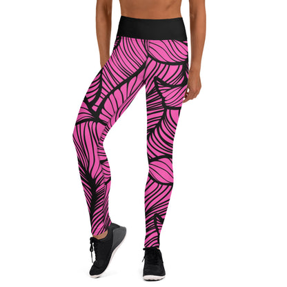 Dark Pink Leaf - Woman's Leggings