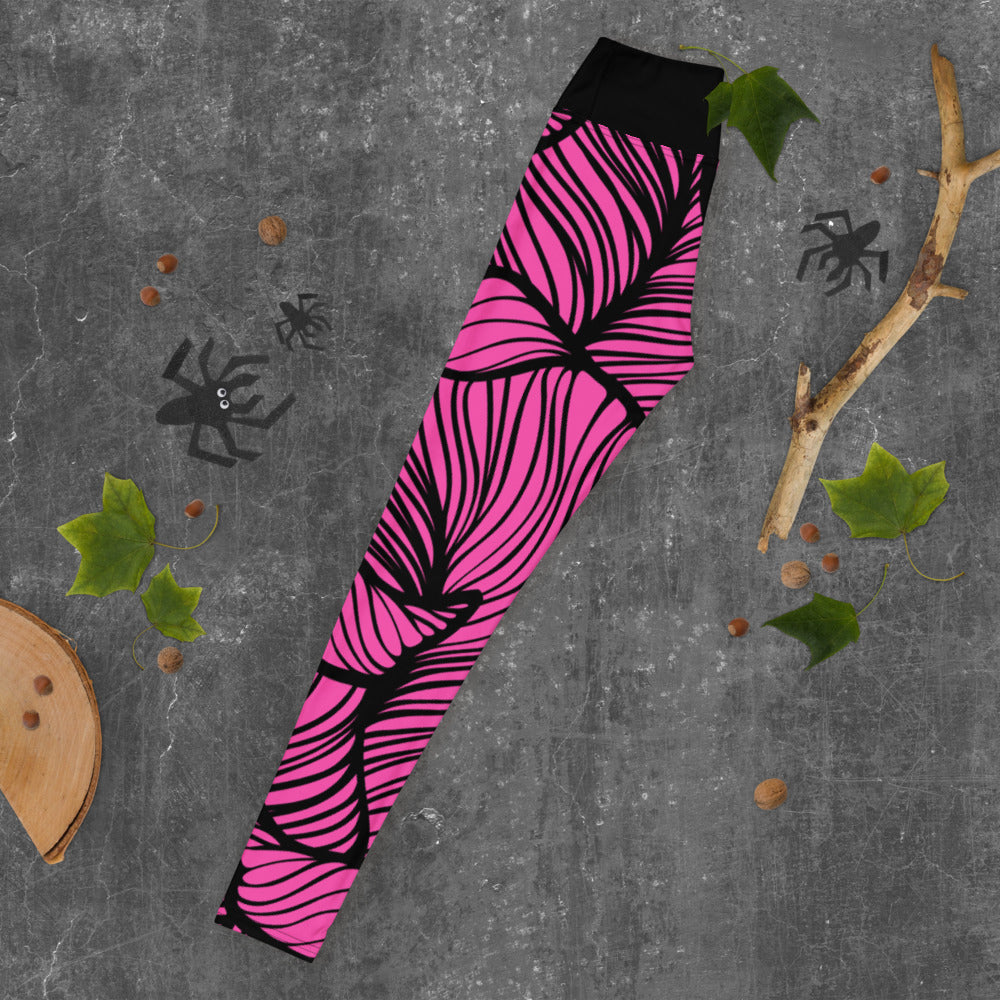 Dark Pink Leaf - Woman's Leggings