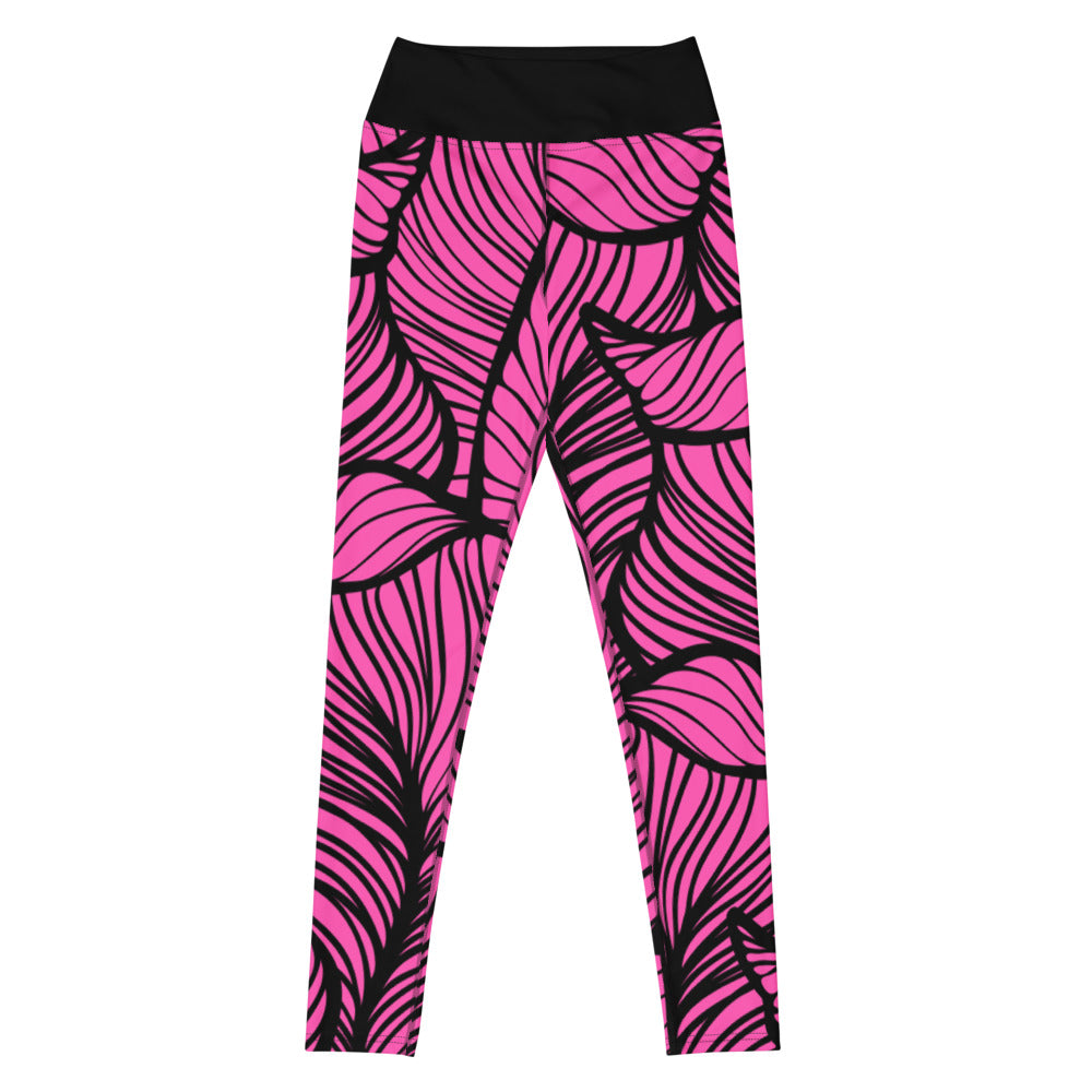 Dark Pink Leaf - Woman's Leggings