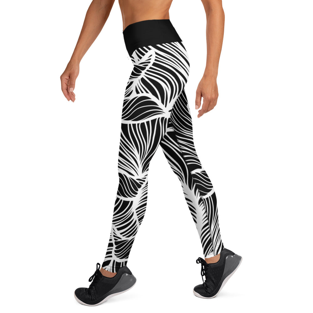 Black & White Leaf - Woman's Leggings