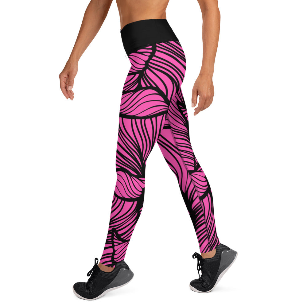 Dark Pink Leaf - Woman's Leggings