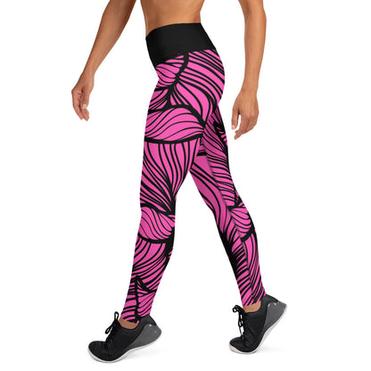 Dark Pink Leaf - Woman's Leggings