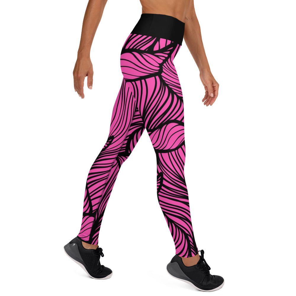 Dark Pink Leaf - Woman's Leggings