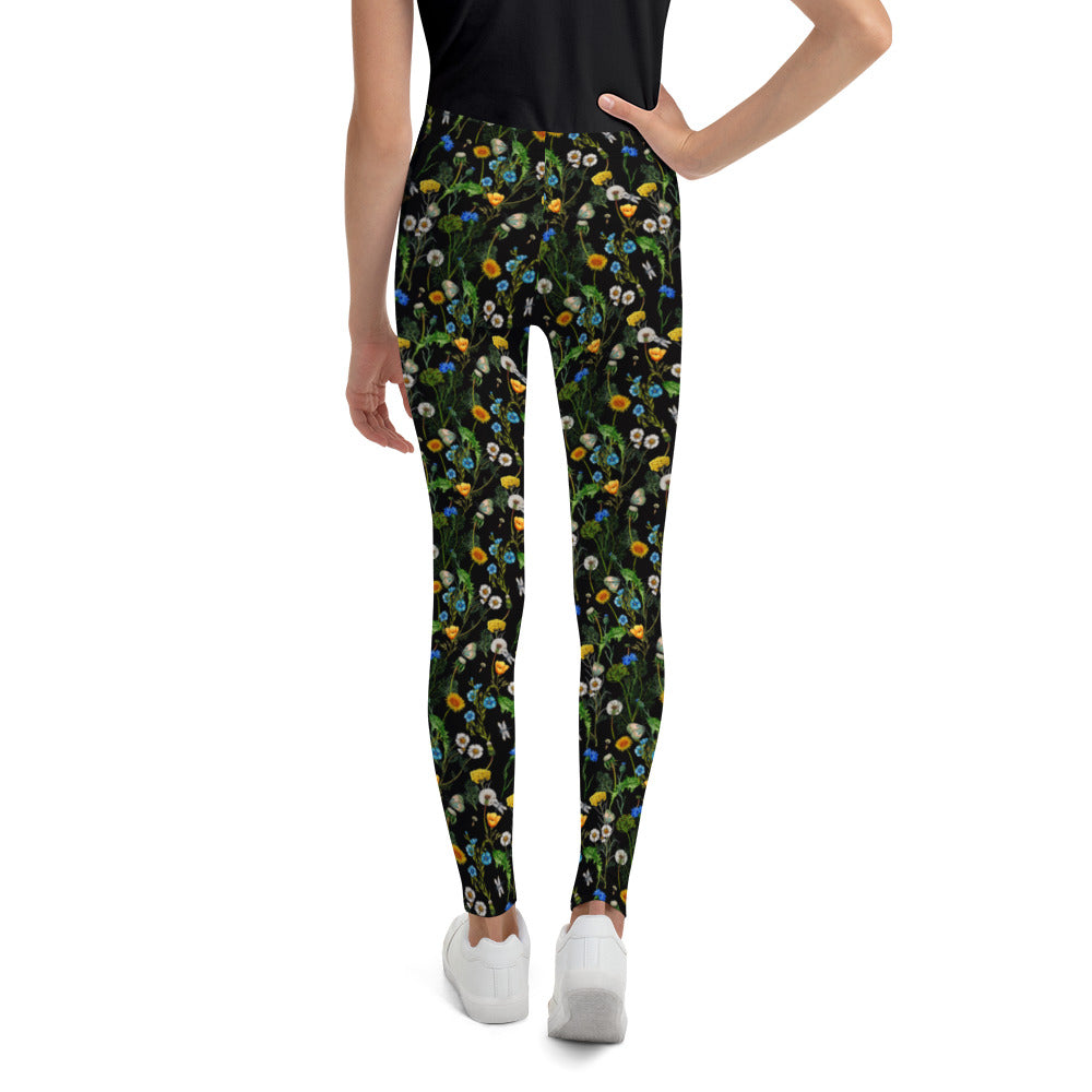 Youth Leggings - Dark Floral